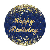Lofaris Circle Gold And Navy Happy Birthday Backdrop For Party